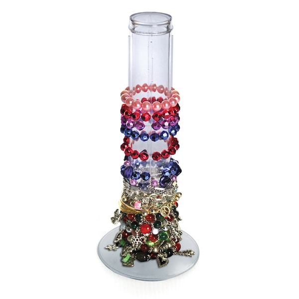 Single Pole Vertical Counter Bracelet Display w/Clear Base, PK4